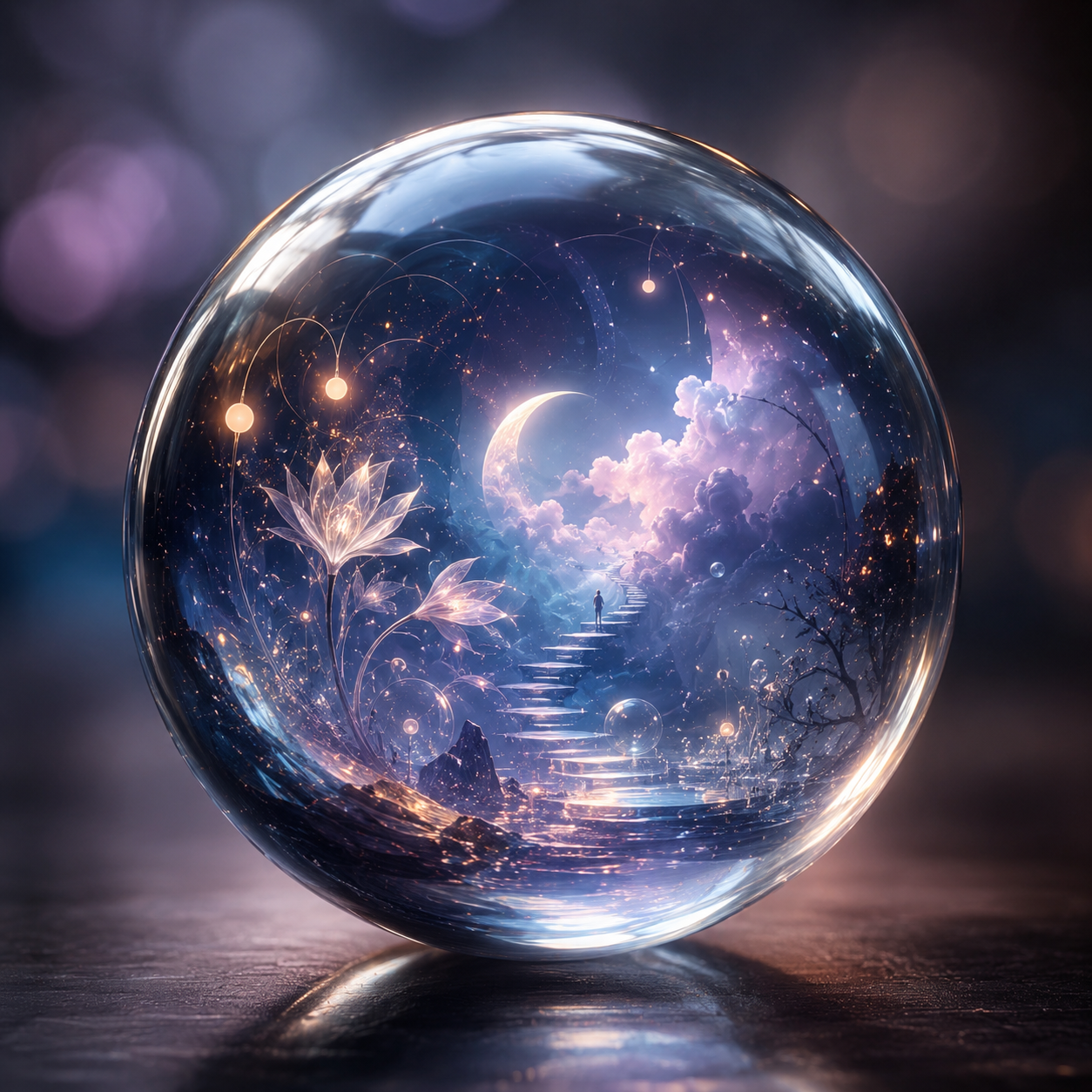 A glass marble holding the dream world inside it
